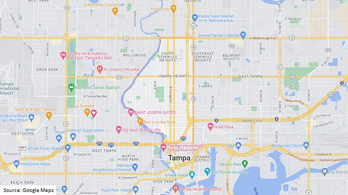 Map of Tampa Heights