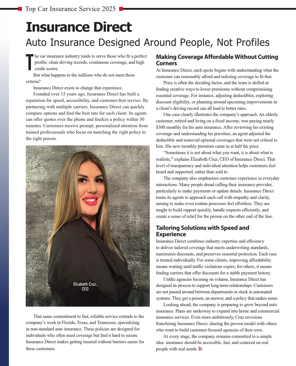 Insurance Direct - Award Recognition by Insurance Business Review